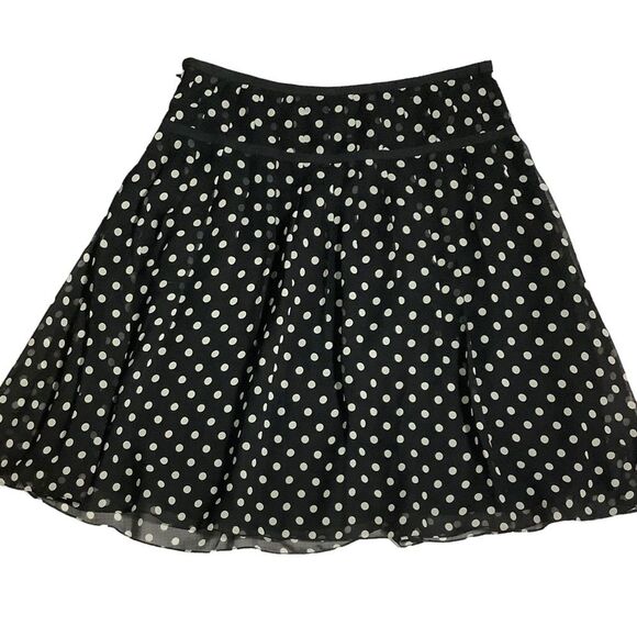 Lauren Ralph Lauren Black & White Silk Polka Dot Flowy Skirt - Picture 3 of 11